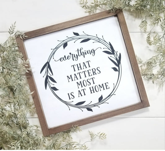 Everything That Matters Most is at Home, Family Sign, Home Sign, Living Room Decor