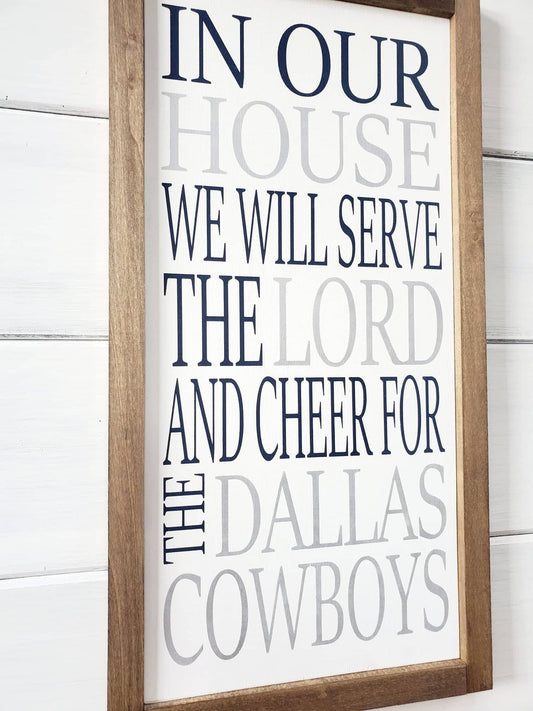 Dallas Cowboys Sign, In this house we cheer for the Dallas Cowboys, Football, Dallas Cowboys Fan Sign, Football Sign